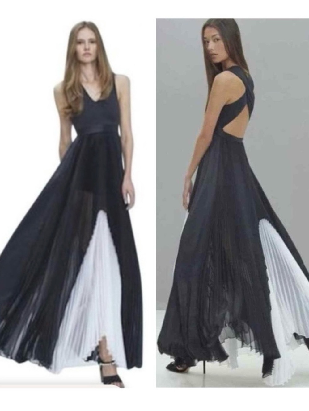 Alexis Women Federico Long Pleated Organza Silk Maxi Dress Gown Formal Open Back